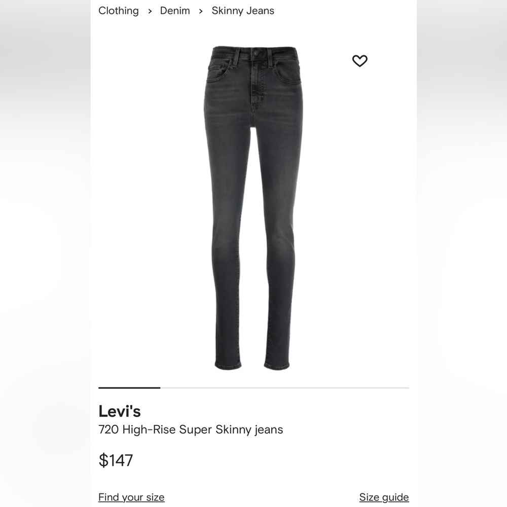 LEVI 720 high rise super skinny size 30